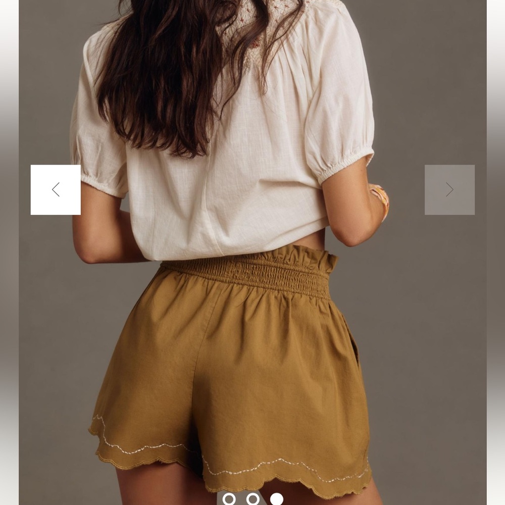 NWT By Anthropologie Scallop-Hem Shorts - Picture 3 of 9
